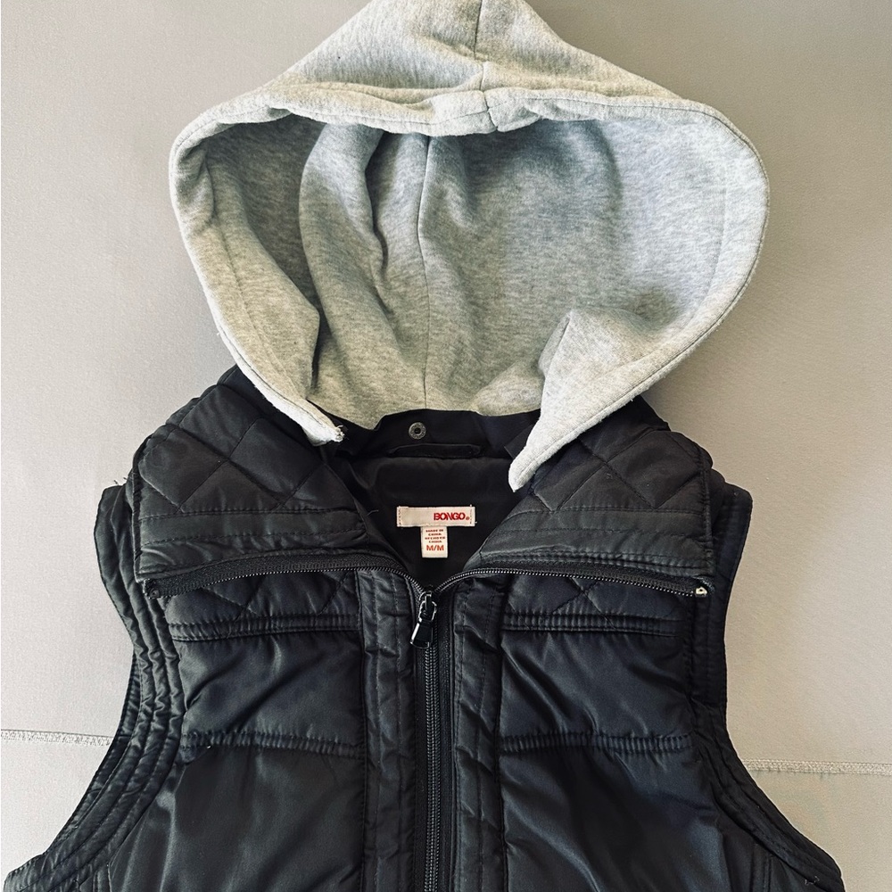 BONGO Black Quilted Vest Jacket with Hood - Picture 3 of 4
